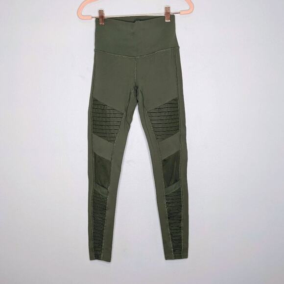 Alo Green Compression Moto Leggings Sculpting Figure Flattering Size S - Picture 1 of 6